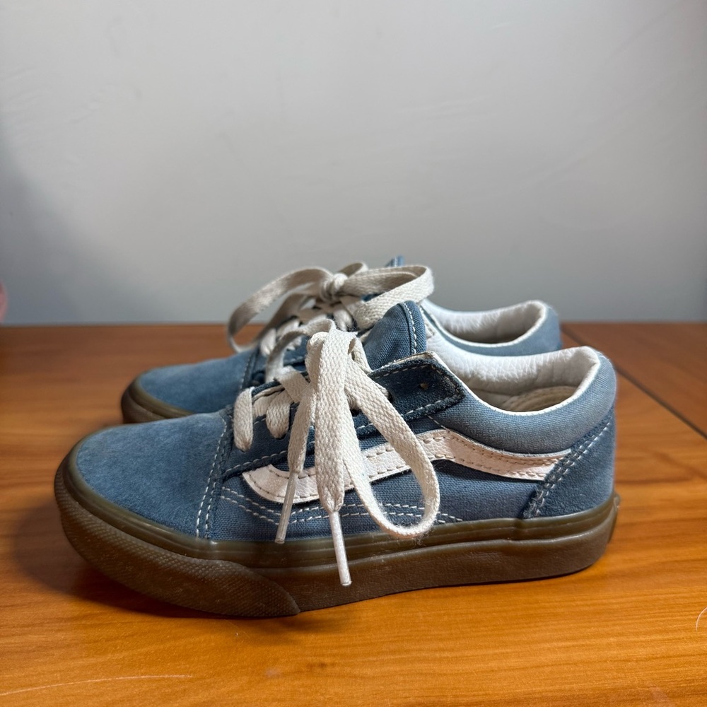 Vans Old Skool Suede Low Top Sneaker Blue White Youth Boys Kids Skate Lace Up 12